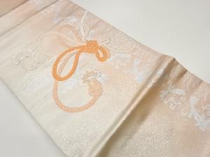 銀駒刺繍束ね熨斗に流水模様名古屋帯